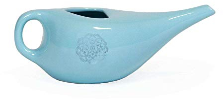 Neti Pot - Jarrita para enjuague nasal de cerámica con mandala plateado