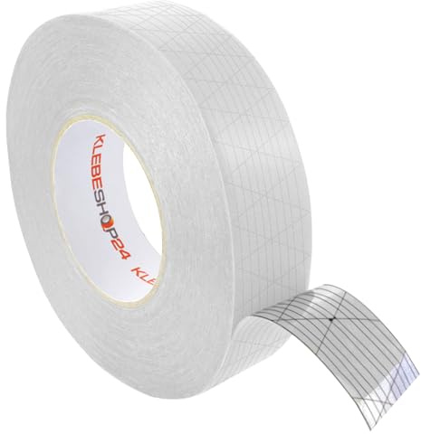 Klebeshop24 Sockelleisten-Klebeband doppelseitig 50 mm x 50 m | Doppelseitig extra stark haftend, für Fußleisten, Teppiche und mehr