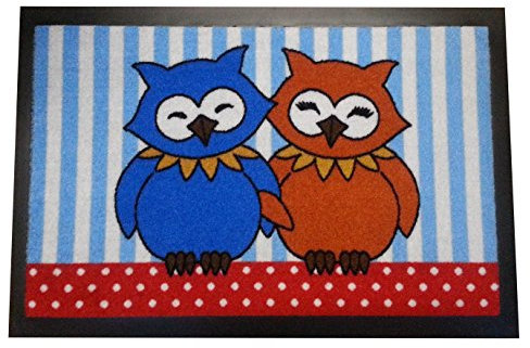 Fußmatte Fußabtreter Schmutzmatte Motiv Design Eule OWL (blau)