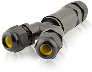Kabelverbinder wasserdicht | 24A 450V AC | 4-polig | M25 Kabelquerschnitte: 4-14mm | Drei Öffnungen | IP68 | Y Stück 4m Wassertiefe geprüft VDE & CE Dosenmuffe Erdkabel Verbindungsbox Verbindungsmuffe