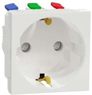 Schneider Electric NU305718 New Unica, Schuko Conexión Rápida Enchufe 2P, Prod. Sostenible Green Premium, Antibacteriano, Instalación Fácil - Blanco