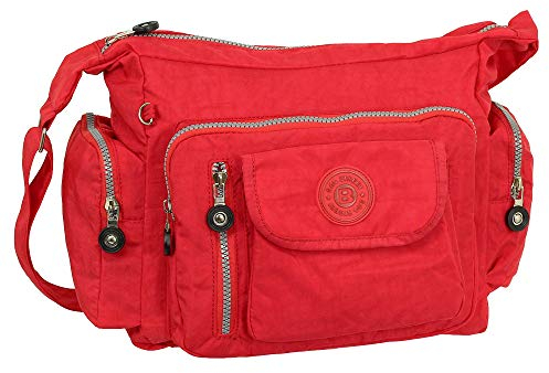 Ledershop24 Geschenkset - Leichte Damen & Herren Umhängetasche Schultertasche Sporttasche Stofftasche Farbe Rot