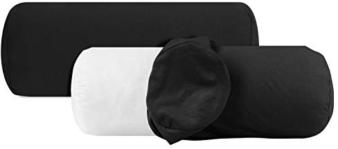npluseins 2er-Pack Jersey Nackenrollen Baumwollbezug, 40 x 15 cm, Schwarz | Öko-Tex Standard 100, Reißverschluss, formstabil, strapazierfähig, angenehm weich, waschbar bis 60 °C