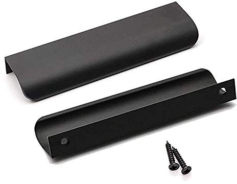 goldenwarm 15 pcs Black Cabinet Handle 128mm(5in) Kitchen Handles, Finger Edge Pulls Aluminum Drawer Handle Concealed Furniture Handles Wardrobe Handles