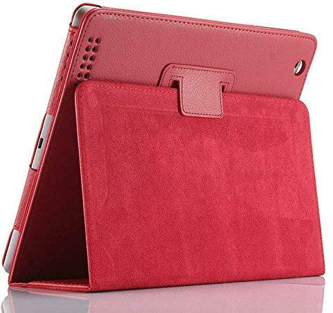 TechDealsUK Étui à Rabat en Cuir pour Apple iPad Air 1 (2013) Air 2 (2014) 9.7 5ème génération (2017) 6ème génération (2018) (Rouge)