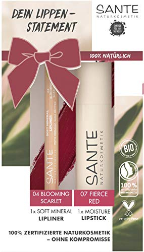 SANTE Naturkosmetik Geschenk-Set Lippenstift & Lipliner, Mit Moisture Lipstick und Mineral Lipliner, Für Statement-Liebhaber, Mit Bio-Sheabutter, 6 ml