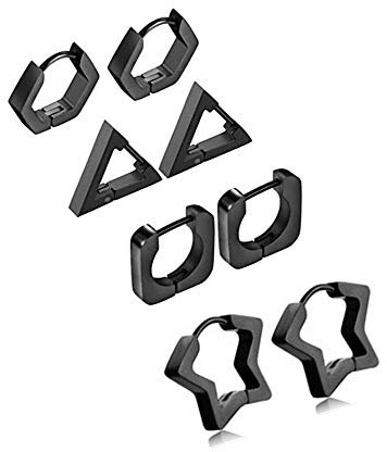 JewelryWe Schmuck, Ohrringe, poliert, dreieckig, geometrisch, Edelstahl, Modeschmuck, für Damen und Herren, Edelstahl