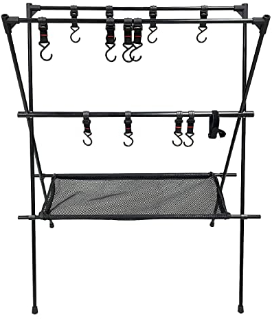Sutekus Cookware Hanging Rack Collapsible Multifunction Camping Stand Outdoor Tools Hanging Organizer with Hooks (Large(40X38))