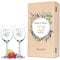 Verres à vin Leonardo avec gravure du nom et de la date - Design Flower Wedding - Cadeau de mariage, de fiançailles ou d'anniversaire - Avec boîte en bois imprimée vintage - Cadeau de mariage