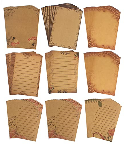 72 Blätter Retro Briefpapier,Vintage Schreibpapier A5 Liniert Einladung Briefpapier Blumen A5,Retro Papier für Hochzeits Grußkarten Liebesbrief Schatzkarte