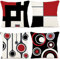 ZWJD Kissenbezug 45x45 4er Set Outdoor Kissen Dekokissen Leinen Kissenhülle Kissenbezüge Geometrische Muster Kissenhüllen für Sofa Wohnzimmer Zierkissen 45 x 45 cm-A015