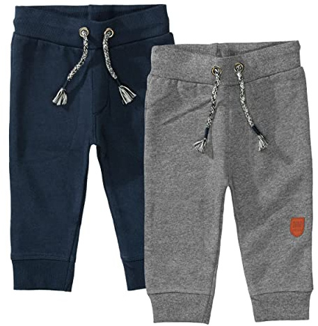 Staccato Unisex Baby Jogginghose | Kordelzug | elastische Rippbündchen Größe 68-86 für Jungen und Mädchen (74, Doppelpack Marine/Anthra)