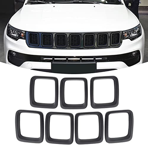 JeCar Inserti griglia ABS copertura griglia anteriore accessori esterni per Jeep Compass MP 2017-2020, nero opaco