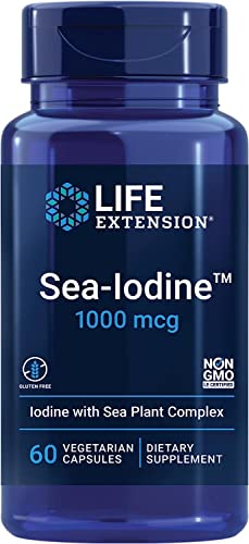 Life Extension, Sea Iodine, 1000mcg, Depot, Alta Dosis de Yodo, 60 Cápsulas veganas, Probadas en Laboratorio, Sin Gluten,Vegetarianas, Sin Soja, Sin OGM
