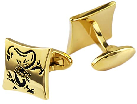Homxi Manschettenknöpfe Herren Modern,Cufflinks Quadratisch Gravur Drache Manschettenknöpfe Personalisiert Gold Manschettenknöpfe Kupfer Personalisiert