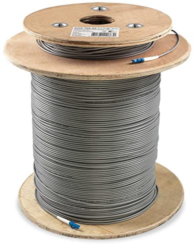 Axing OAK 500-04 Optisches Kabel mit Stahlarmierung LWL SMF Single-Mode Fiber Glasfaser-Kabel LC/UPC Stecker 500 m