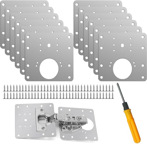 Jiaxitek 12 pezzi Kit di riparazione di chioniera in acciaio inossidabile per armadi da cucina in legno e porte, con viti e utensili di montaggio.