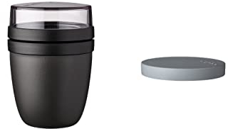 Mepal - Lunchpot Switch Ellipse - Convierte tu lonchera en una olla de aperitivos - Práctica taza de cereales - Apto para congelador, microondas y lavavajillas - Nordic Black