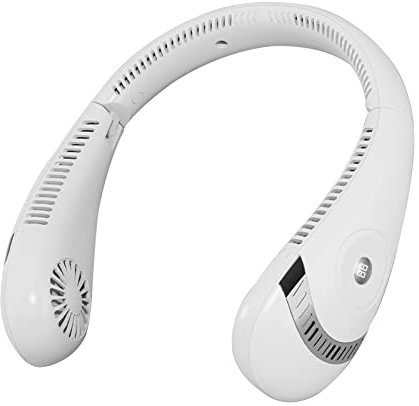 Portable Neck Fan,Upgraded Foldable Bladeless Neck Fan,5000mAh USB Rechargeable Battery Hanging Neck Fan with 360° Airflow,3 Speeds Adjustable Cooling Fan for Sports Outdoor (Digital Display, White)