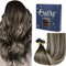 Fshine Pre Bonded Extensions Echthaar Bondings 55cm Balayage Dunkelbraun mit Platinblond 50g 50 Strähne Keratin Extensions Echthaar U Tip Farbe 2 60 2