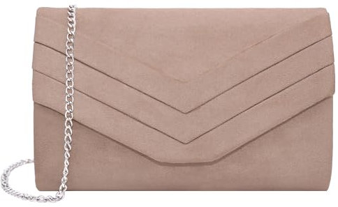 Milisente Damen Clutch Wildleder Handtasche Umschlag Crossbody schultertasche Tasche Abendtasche(Rosa)