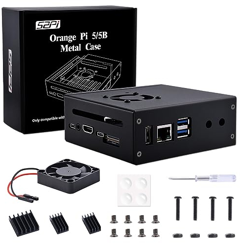 GeeekPi Orange Pi 5/5B Metal Case with 40mm Fan,Orange Pi 5B Case with cooling Fan & 3pcs Aluminum Heatsinks for Orange Pi 5/5B 4GB/8GB/16GB/32GB
