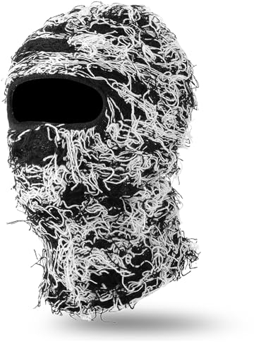 WLLHYF 1 Stück Gestrickte Sturmhaube, Skimaske Vollgesichts-Beanie-Mütze Winddicht Atmungsaktiv Wärmend Kostümzubehör für Männer und Frauen Outdoor-Sport Radfahren (Schwarz und weiß)