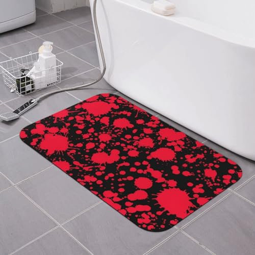 Tappetino da bagno nero con schizzi di sangue Tappetino da doccia super assorbente in terra di diatomee Asciugatura rapida, antiscivolo Tappetino da bagno a basso profilo Tappeto da bagno per doccia