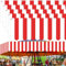Preboun 5 Stück Zirkusmarkise Dekoration weiß und rot gestreift 3D Markise Wanddekorationen 9,84x78,74 cm Zirkus Zelt Baldachin hängende Karneval Banner für Mottoparty, LEN-Preboun-3161