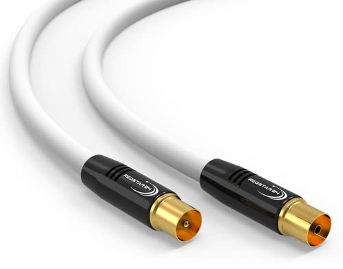 RedStar24 Antennenkabel 1,5m Weiß – Stecker zu Buchse Koaxial IEC – Premium HDTV Koaxialkabel für Kabelfernsehen | TV Kabel: Kompatibel mit TV, Radio, DVB-T/T2, DVB-C, DAB