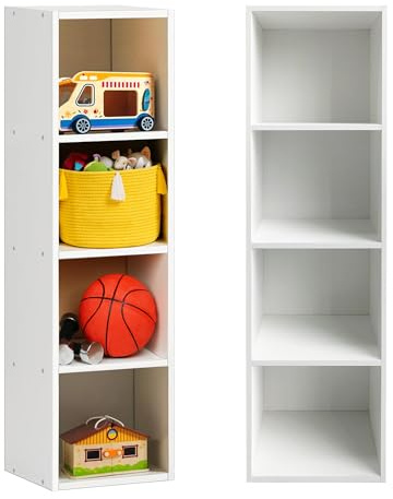 ANSIMIDA Cabinet with Shelving, MDF storage Cupboard with shelves/Bookcase/Side furniture, Easy assembly, Office, Living Room, Bedroom - Basic Storage Shelf White (2 Tier)