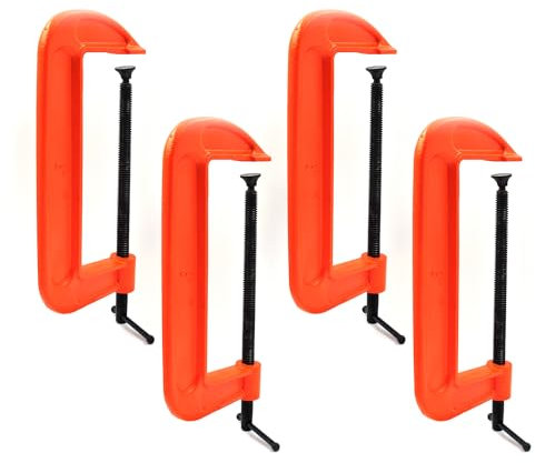 (4 PACK) C Clamps Set 8 Inch Heavy Duty Steel Iron Alloy Versatile G-Clamps
