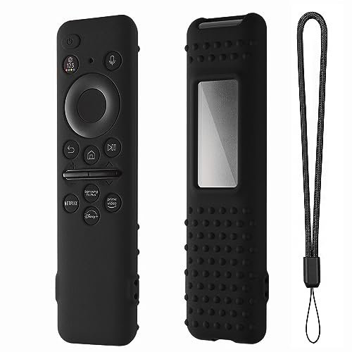 Hi Color Silicone Cover for Samsung BN59-01432A TM2360E Samsung Smart TV Remote Samsung Solar Panel Remote Case Cover with Lanyard (Black)