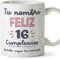 MUGFFINS Tazas Personalizadas Cumpleaños - En Español - Feliz Cumple Rosa - 11 oz / 330 ml - Regalo personalizable original y divertido