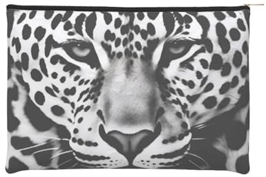 Wiederverwendbare Kosmetiktasche aus Papier, Wasserabweisende Kosmetiktasche, Make-up-Beutel für Damen, Reise-Organizer, Schwarz-Weiß-Leopardenmuster