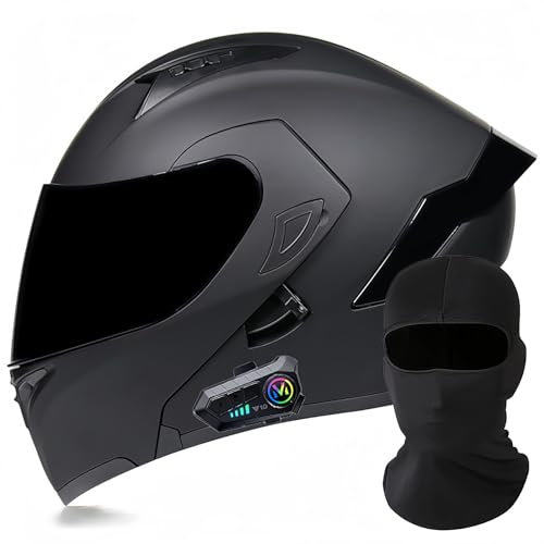 Modularer Motorrad-Bluetooth-Helm, DOT/ECE-Zugelassener, Hochklappbarer, Integrierter Motorradhelm Für Männer Und Frauen Mit Doppelvisier, Integriertem Dual-Lautsprecher 1,L59~60cm