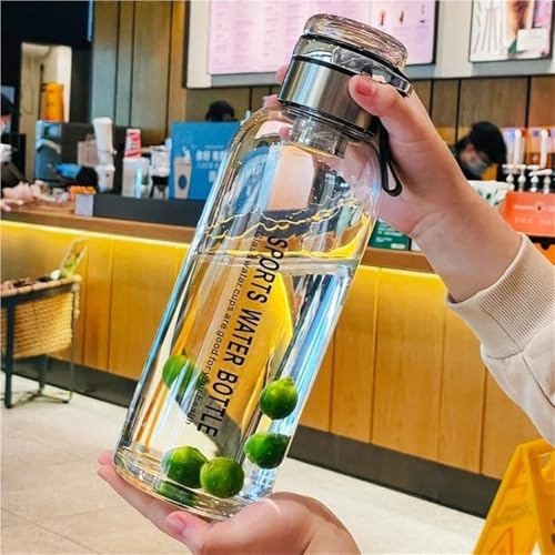 ruehalf Bouteille d'eau en verre de grande capacité 2L, tasse transparente for jus de lait, verres étanches portables for l'extérieur, bouteille d'eau de thé 2L (Size : 750-2000ml, Color : 1200ml)