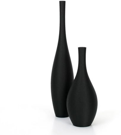 Designer Vasen-Set – Dekorative Blumenvasen aus Bio-Kunststoff (Schwarz & Schwarz)