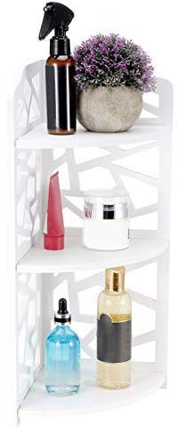 TOWEBOORY Étagère d'angle à 3 Niveaux, Petites étagères d'angle Blanches, Support Mural pour Plantes, Présentoir d'angle pour Petits Espaces, Salle De Bain, Chambre à Coucher, Organisateur