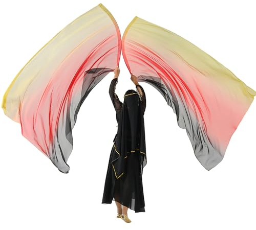 MUNAFIE Anbetungsfahnen 2 stück Lobpreis Tanz Fahnen Rechteck Bunte Flaggen mit Flexibel Fahnenstange für Tanzaufführung Kirche 3#GELB-ROT-SCHWARZ