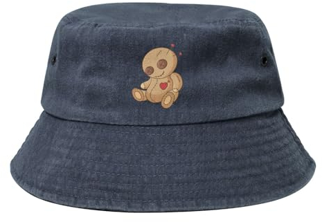 FJQWKLF Brauner Voodoo-Puppen-Anglerhut für Männer und Frauen, Gewaschene Baumwolle, Sommer-, Outdoor-, Strand- und Reise-Sonnenhut