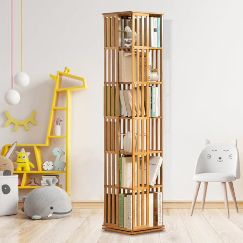 JNMDLAKO Rotierendes Bücherregal, 360° Drehbares Bücherregal, Drehbares Stapelbare Regale, Bodenstehendes Aufbewahrungsregal,zur Verwendung im Schlafzimmer, Wohnzimmer, Arbeitszimmer und Büro