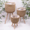 Rope Natural Large Woven House Plant Flower Pot Planter With Wooden Legs (Small)