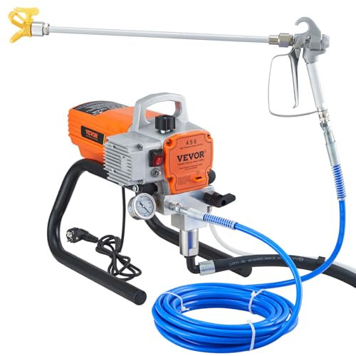 VEVOR Spruzzatore di Vernice 1800W, Macchine per Verniciatura Airless a Spruzzo Airless Elettrica, Macchina a Spruzzo per Vernice con Tubo Flessibile, Vernice per Legno e Metallo per Pareti Soffitti