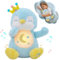 seOSTO Peluche Qui Respire, Loutre Qui Respire avec Lumières et Musique, Peluche Musicale Bebe,Respire Découvertes Sensorielles Bebe,Cadeau pour Garçon/Fille Nouveau-né(Pingouin Bleu)