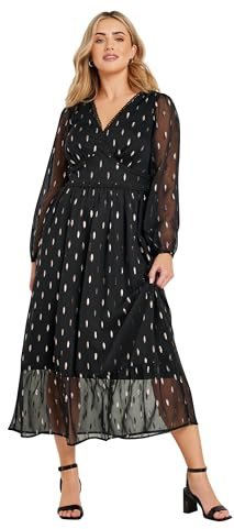 M&Co Metallic Tiered V Neck Midi Dress - Women's