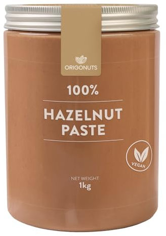 ORIGONUTS Crema de Avellanas 100% Pura – 1 kg – Sin Azúcares Añadidos – Sin Aceite de Palma – Apta para Veganos – Ideal para Repostería Postres Batidos Helados Tostadas