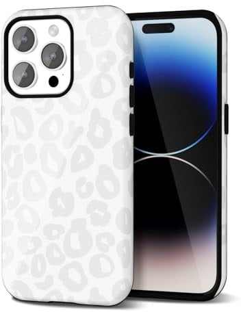 Svanove Cheetah Print Phone Case for iPhone 14 Pro Case Girly Trendy Leopard Pattern, Retro Cool Animal Print, Luxury Cute Case for Women, Aesthetic Y2k Hard Shell Plastic, White