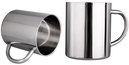 IMEEA Edelstahl Kaffeebecher Set 2 Stück Doppelwandig & Rutschfest 300ml OHNE Deckel Spülmaschinenfest für Camping Büro & Zuhause
