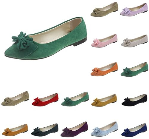 Womens Slip On Ballerina Size 5 Formal Casual Pumps Work Smart Office Comfort Shoes Pointed Toe Flats Shoes Ladies Ballet Ballerina Womens Ballet Shoes Green